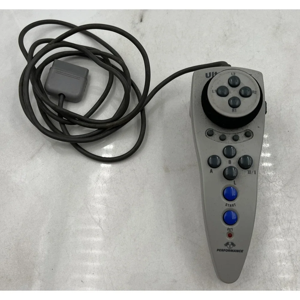 Performance UltraRacer PS1 Controller Wired One Handed Racing Wheel Gray P-102
